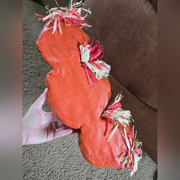 Vintage Halloween Paper Mache Smiling Pumpkin Trio Fall Decoration - Picture 9 of 9